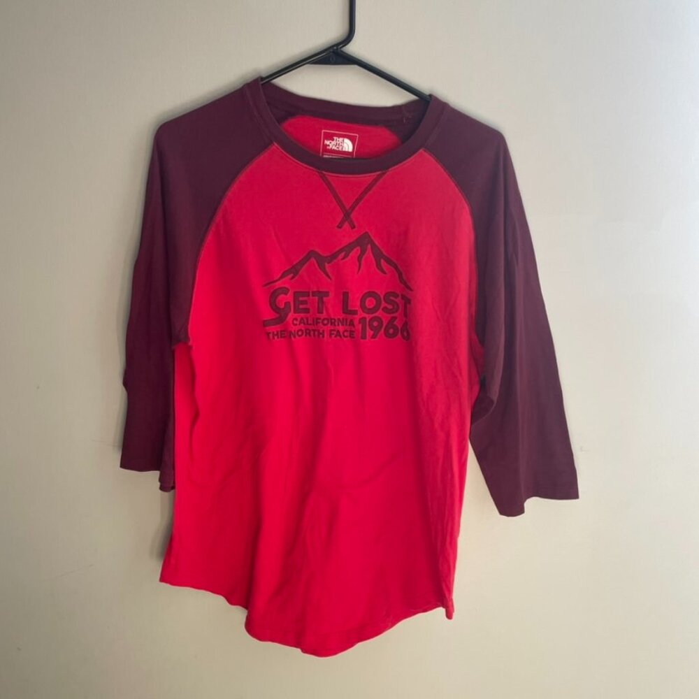 The North Face Get Lost Graphic Raglan Shirt Red‎ Brown Size L Mens
